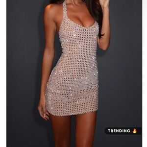 White Fox Boutique Sparkling Silver Mini Dress
